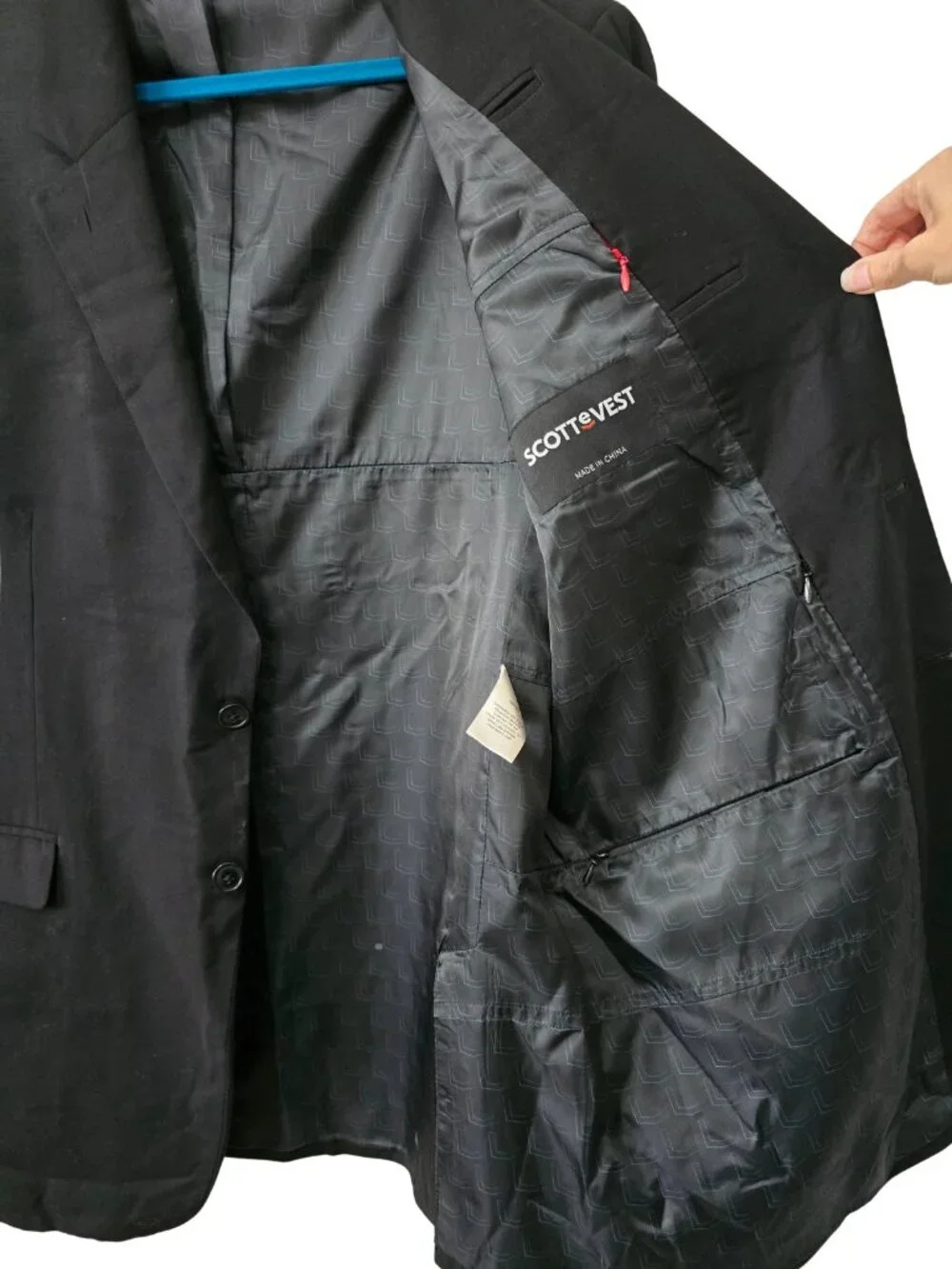SCOTTeVEST Sport Coat Mens 44L Black Sports Jacket Travel Blazer Multi-Pockets